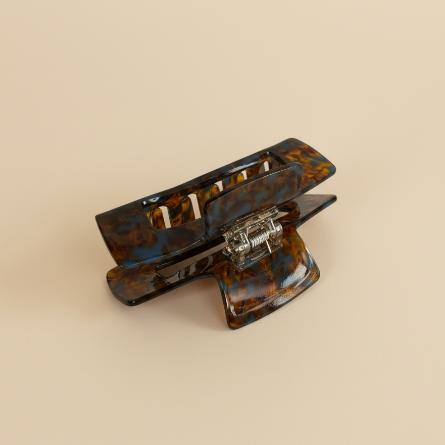 Clip per capelli quadrati marrone blu in caramello bruciato