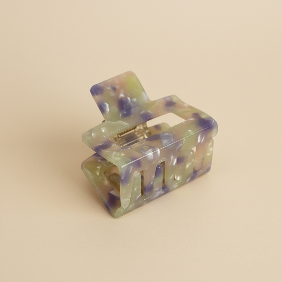 Violet Mini square Hair Clip in Dream Garden