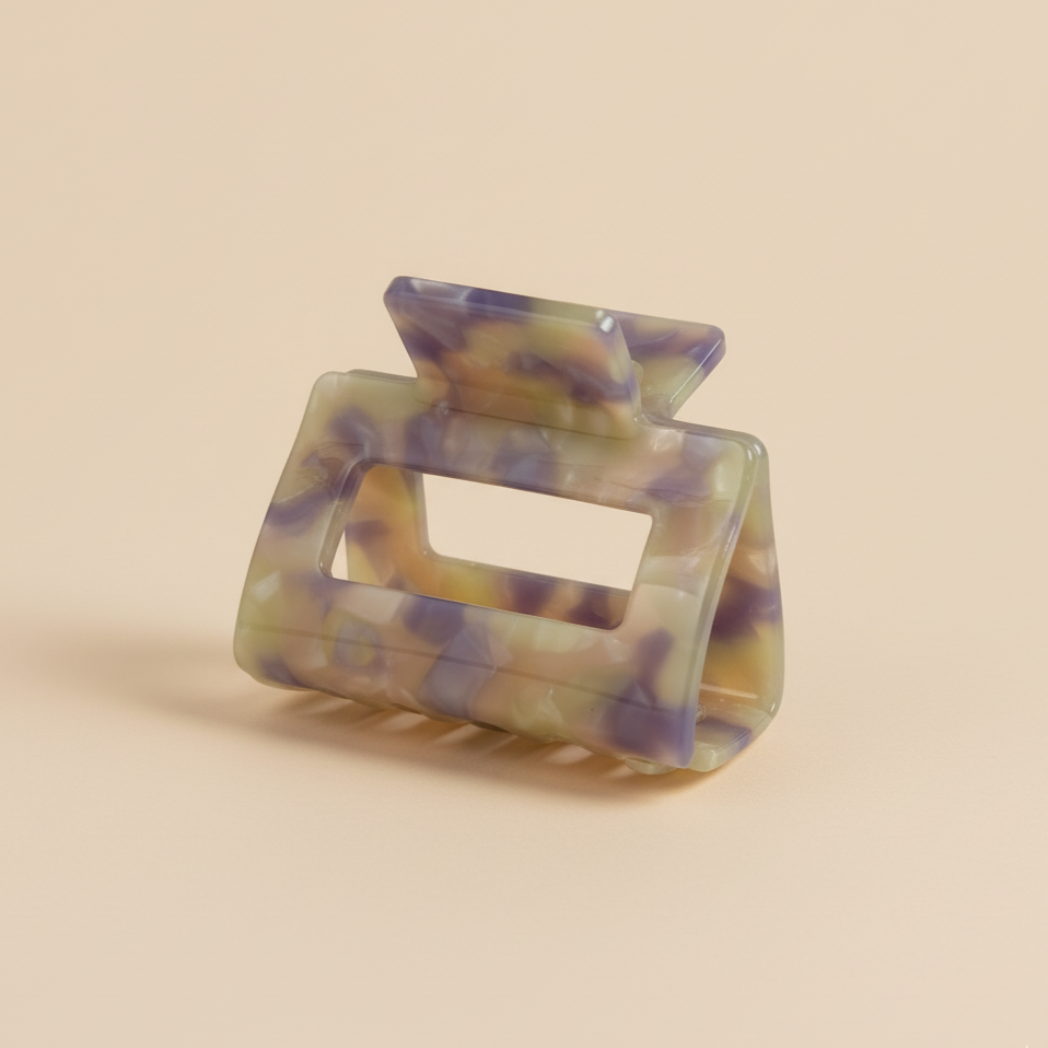 Violet Mini square Hair Clip in Dream Garden