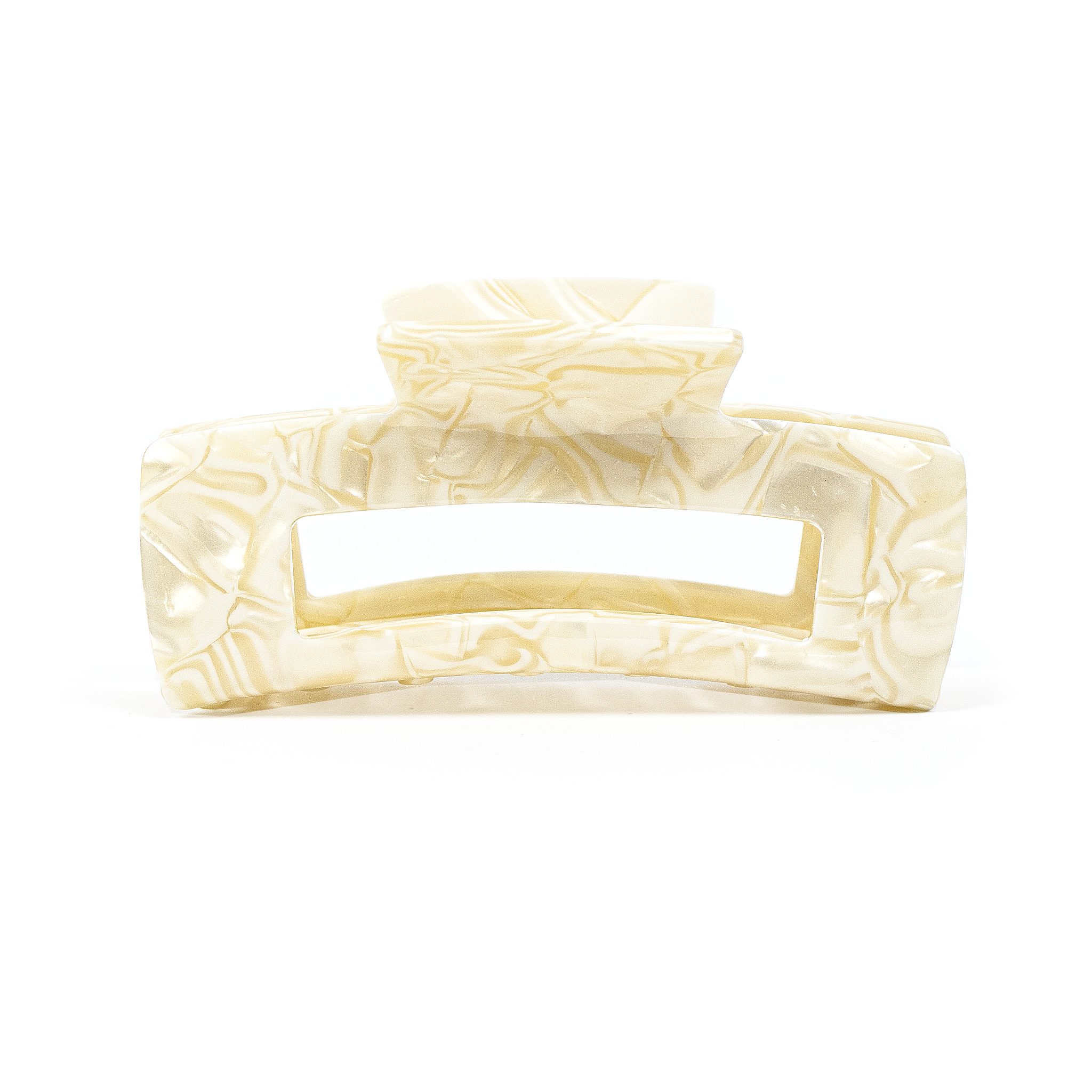 Square Hair Clip in Beige Marbel