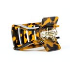 Mini square Hair Clip in Amber Tortoise