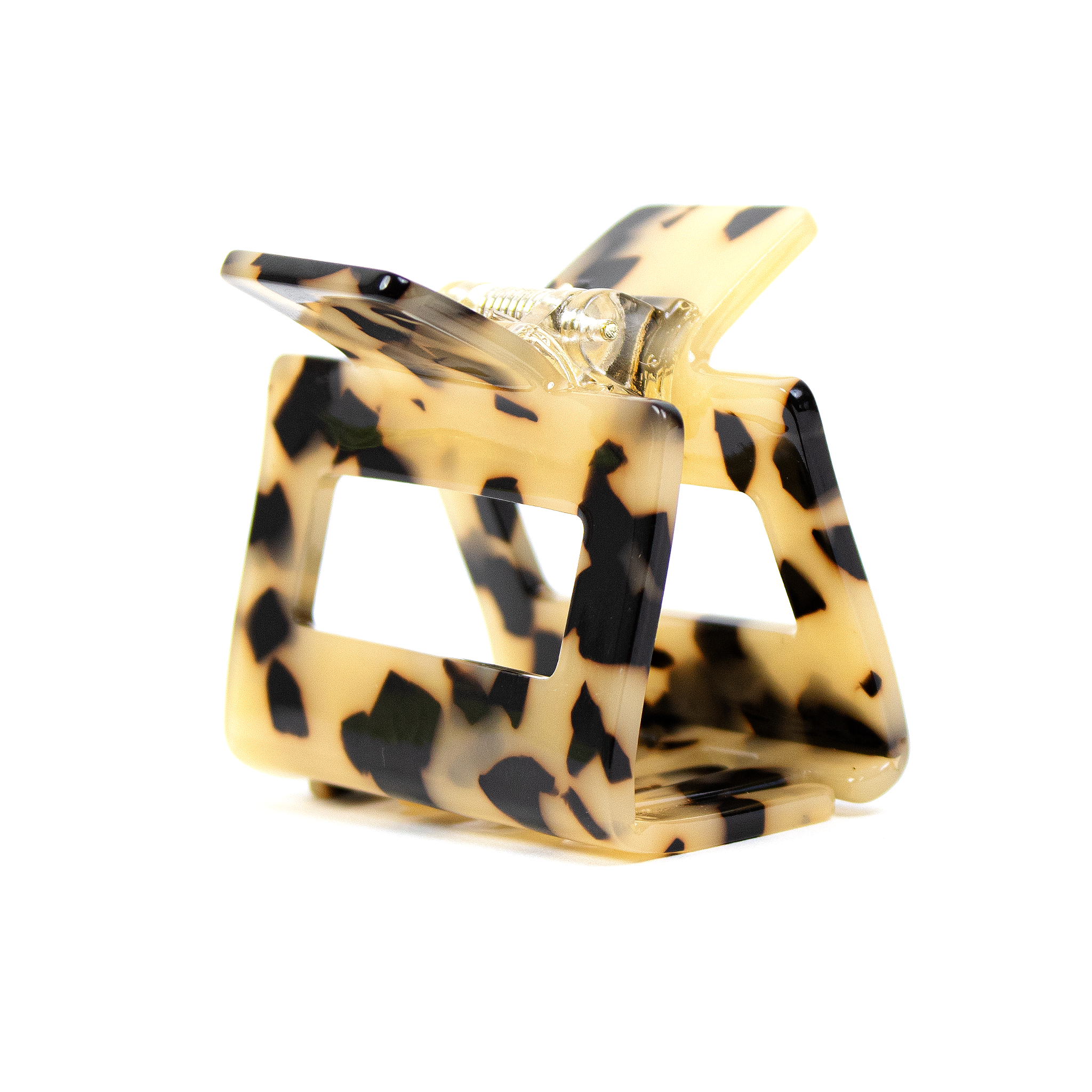 Mini square Hair Clip in Creamy Tortoise