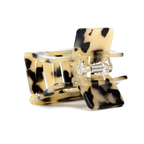 Mini square Hair Clip in Creamy Tortoise