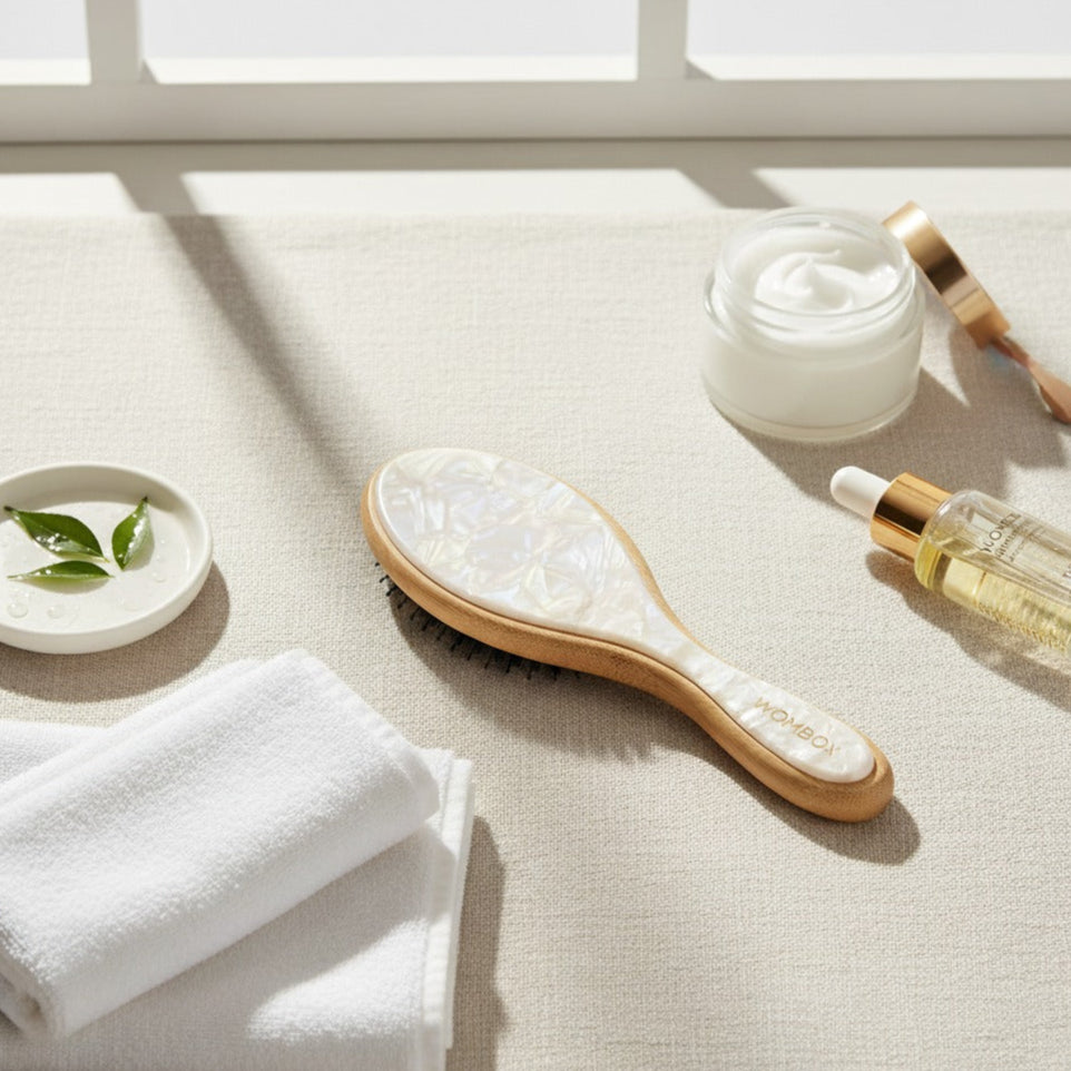 White Bamboo Paddle brush in Morning Dew
