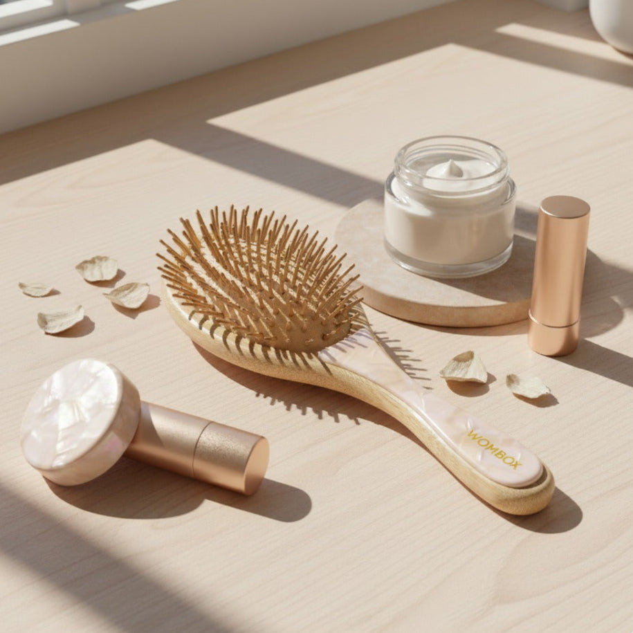 White Bamboo Paddle brush in Morning Dew