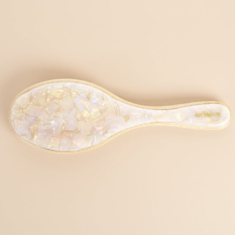White Bamboo Paddle brush in Morning Dew
