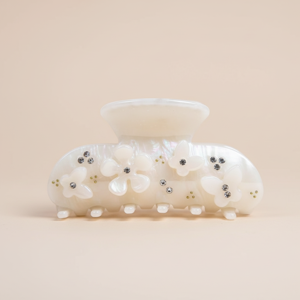 White Belle Hair Clip in White Petal Whisper