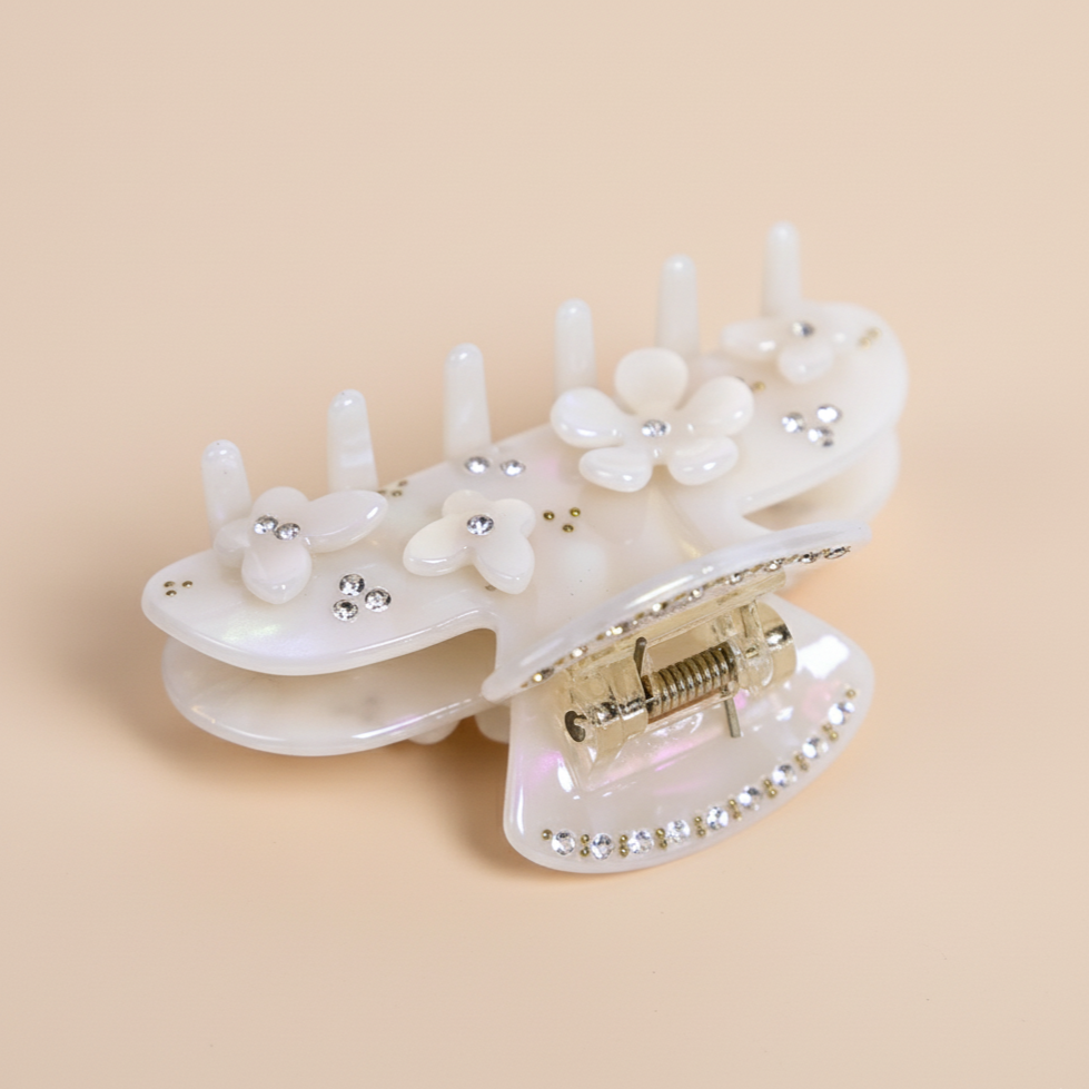 White Belle Hair Clip in White Petal Whisper