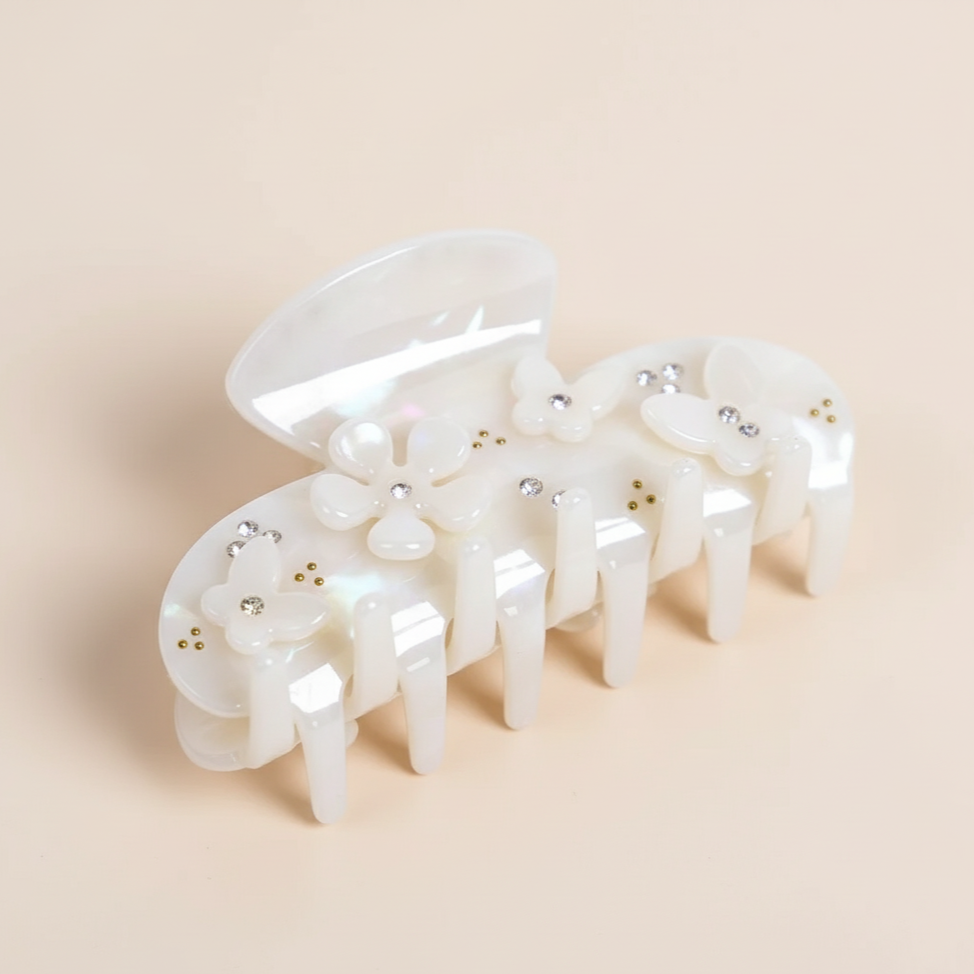 White Belle Hair Clip in White Petal Whisper