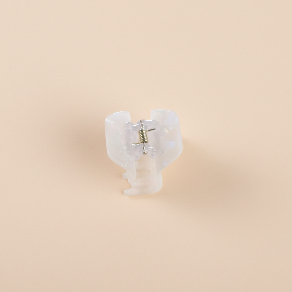 White Mini Claw Hair Clip in Morning Dew