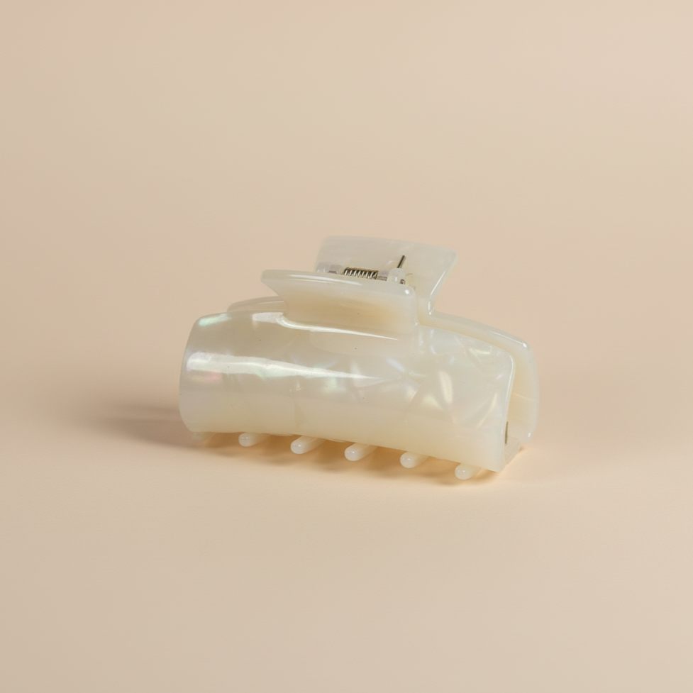 White Square Hair Clip in Morning Dew
