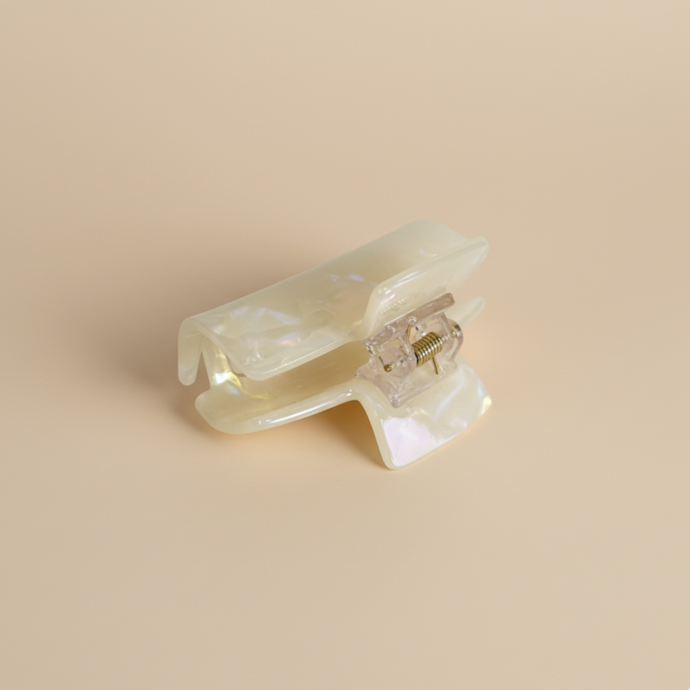 White Square Hair Clip in Morning Dew