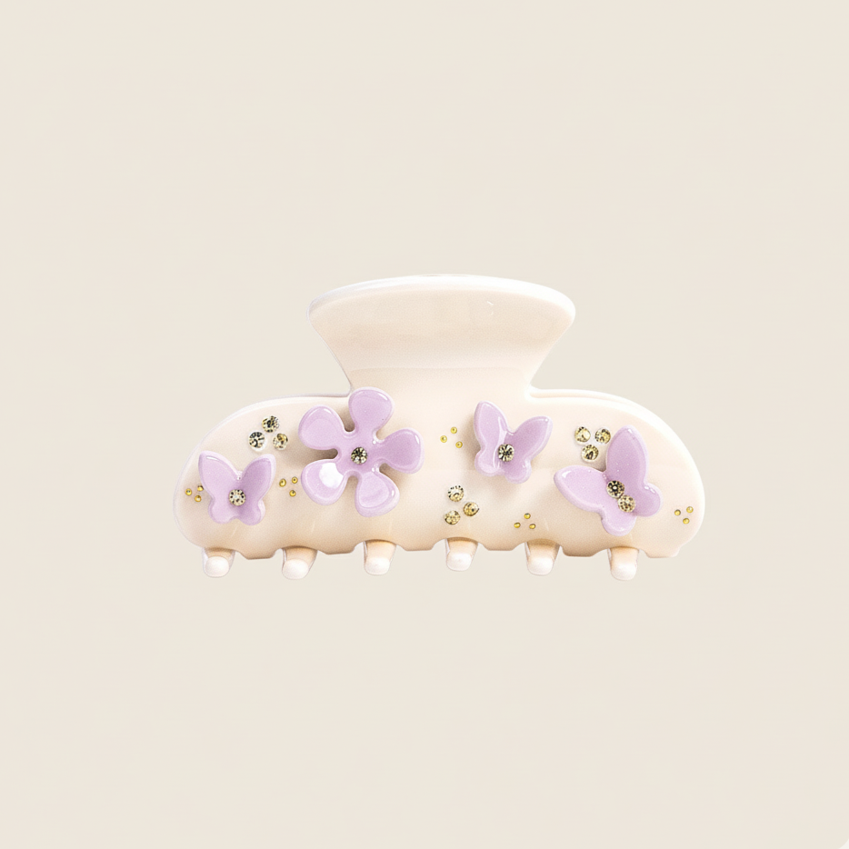 White pink Belle Hair Clip in Violet Petal Whisper
