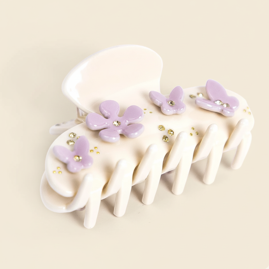 White pink Belle Hair Clip in Violet Petal Whisper