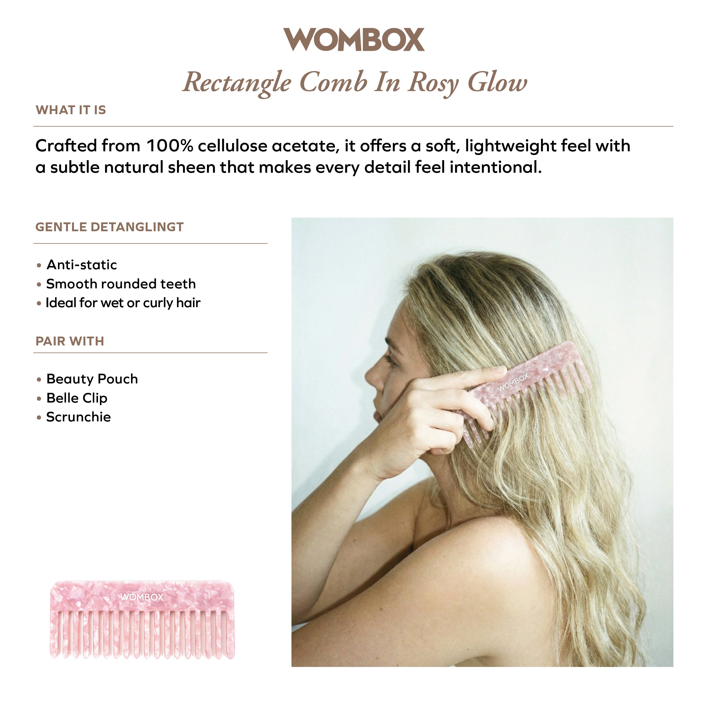 Rectangle comb in Rosy Glow