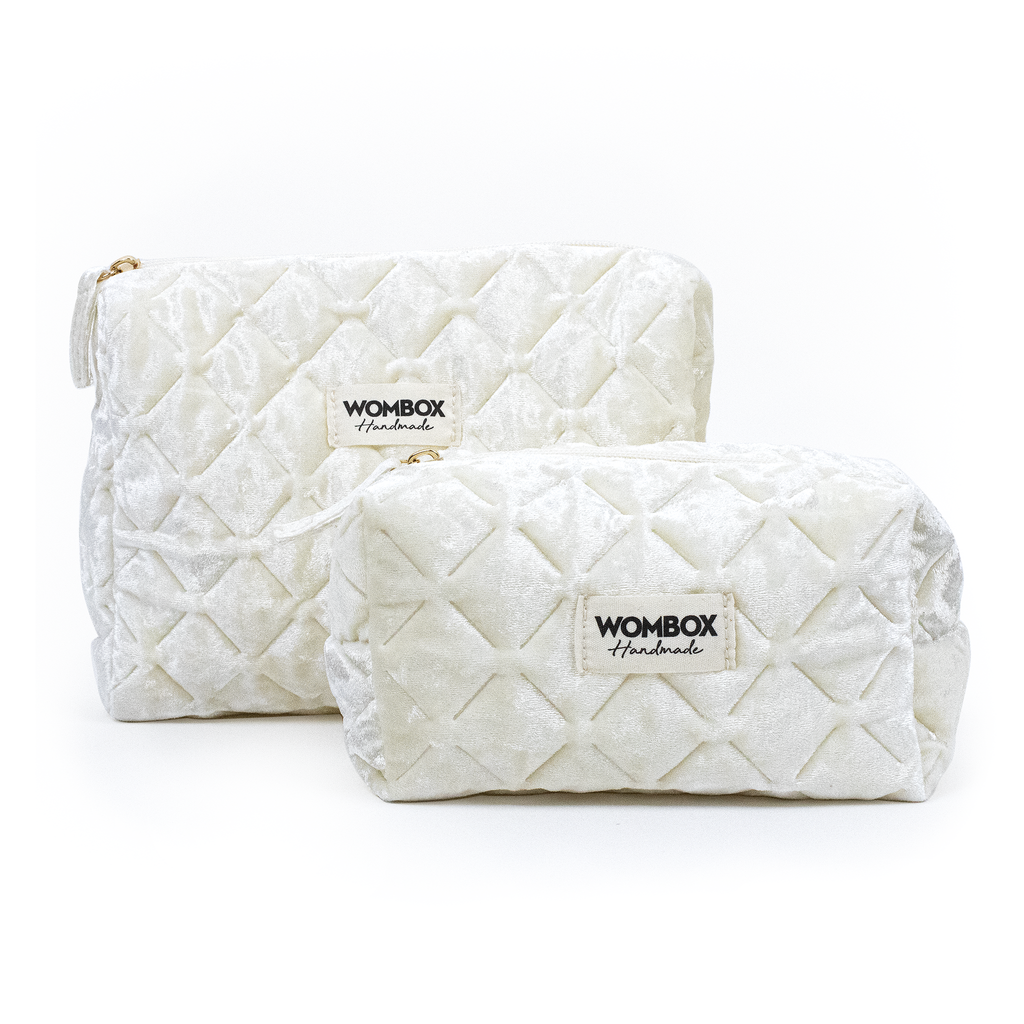 Pouche de beauté blanche perle en velours